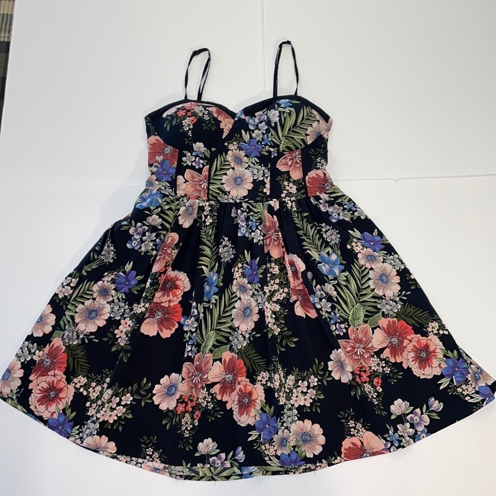 Band of Gypsies  L  Mini Dress Fit & Flair Spaghetti Straps 2 Pockets